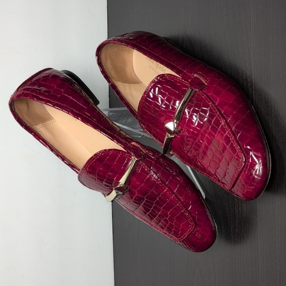 Shoes - Kate Spade New York Lana Croc-embossed red loafers woman's size 7.5